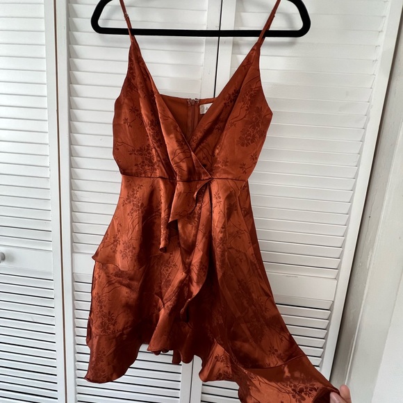 Altar'd State Autumn High Low Dress- Copper M - Picture 3 of 7